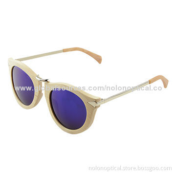 Hard maple sunglasses with metal temple and coating lens, CE/FDA mark